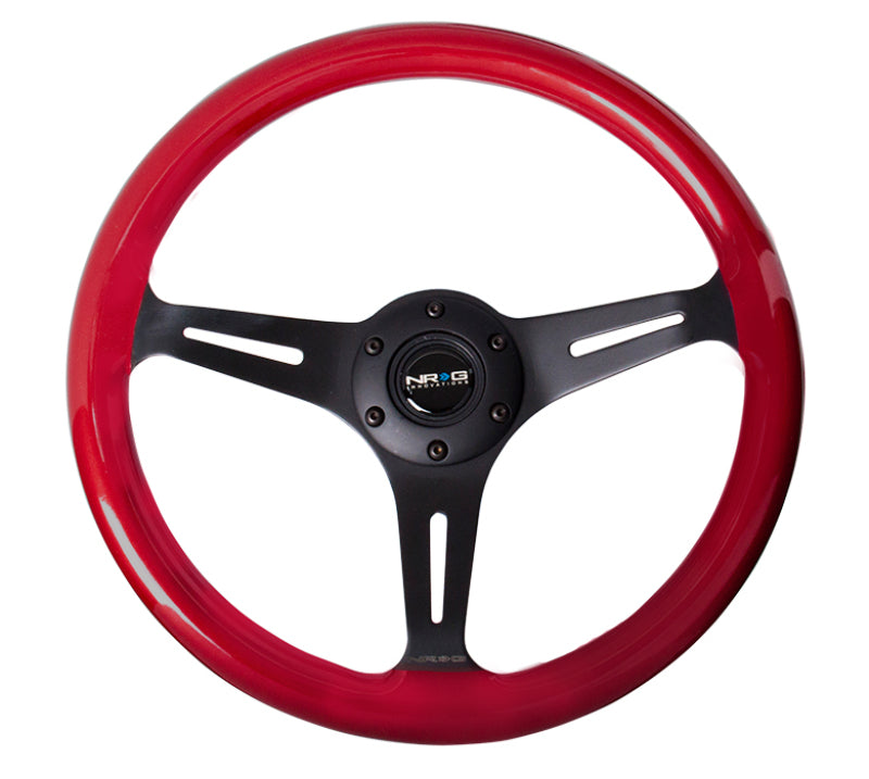 NRG Classic Wood Grain Steering Wheel (350mm) Red Pearl/Flake Paint w/Black 3-Spoke Center - My Store