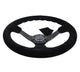 NRG Reinforced Steering Wheel (350mm / 3in. Deep) Blk Suede/Silver BBall Stitch w/5mm Mt. Blk Spokes - My Store