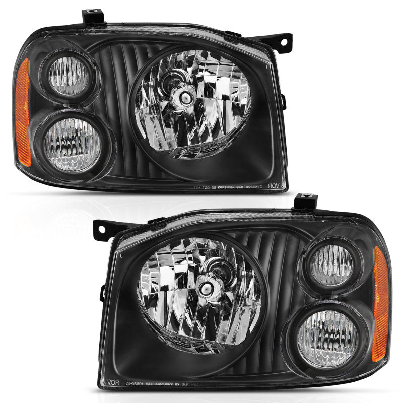 ANZO 2001-2004 Nissan Frontier Se Crystal Headlight Black Amber Reflector - Mammoth Racing -