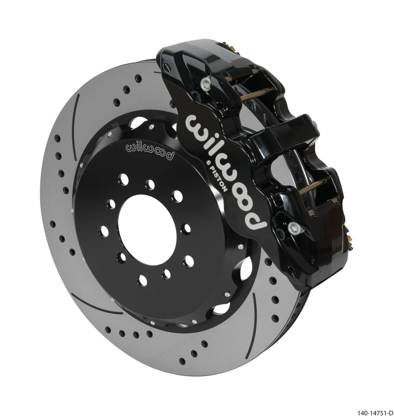 Wilwood Aero6 Front Hat Kit 14.00 Drilled Black 00-06 BMW M3 E46 w/Lines - My Store