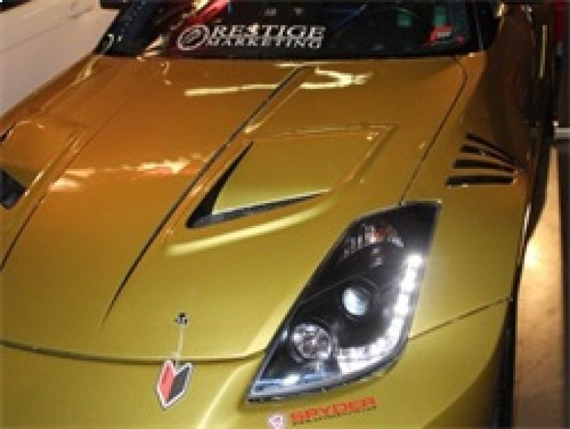 Spyder Nissan 350Z 03-05 Projector Headlights Halogen Model Only - DRL Black PRO-YD-N350Z02-DRL-BK - Mammoth Racing -