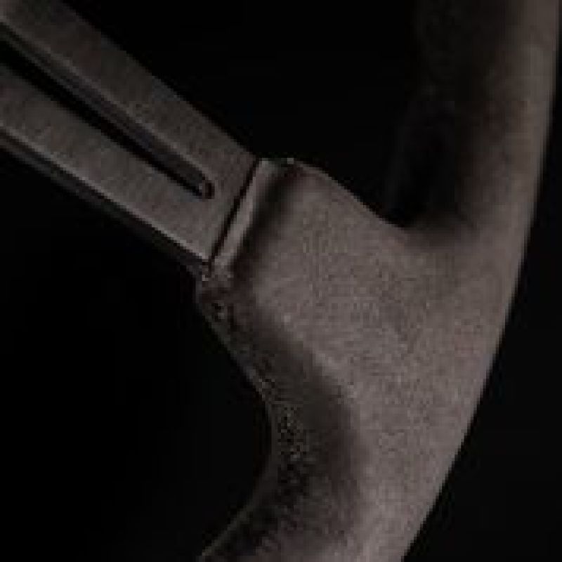 NRG Reinforced Steering Wheel (350mm / 3in. Deep) Black Leather w/ Alcantara Stitching - My Store