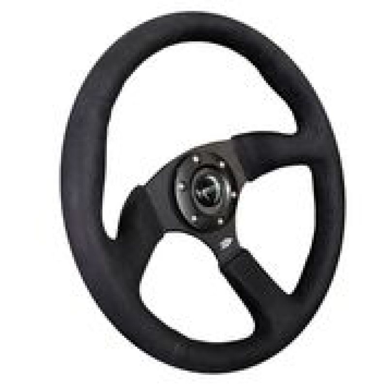 NRG Reinforced Steering Wheel (350mm / 2.5in. Deep)Blk Alcantara Comfort Grip w/4mm Matte Blk Spokes - My Store