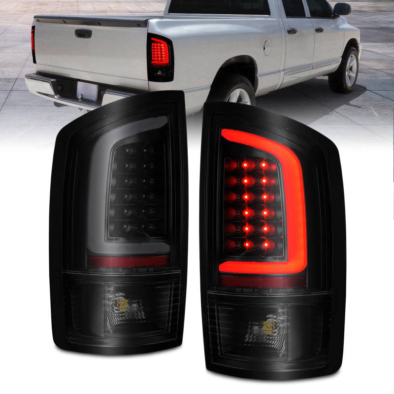 ANZO 2002-2006 Dodge Ram 1500 LED Tail Lights w/ Light Bar Black Housing Smoke Lens - My Store