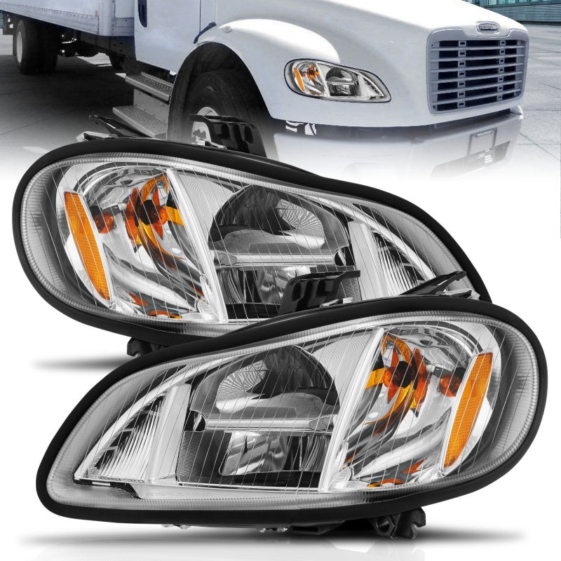 ANZO 2002-2014 Freightliner M2 LED Crystal Headlights Chrome Housing w/ Clear Lens (Pair) - Mammoth Racing -