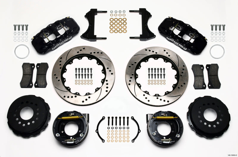 Wilwood Aero4 Rear P-Brake Kit 14.00in Drilled 2005-2014 Mustang - Mammoth Racing -