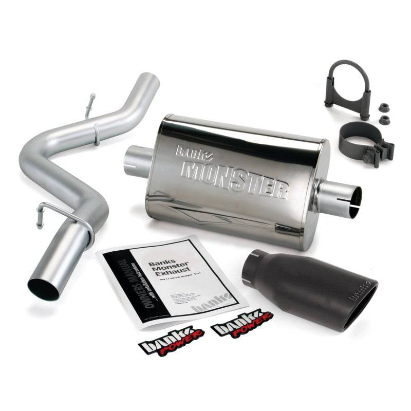 Banks Power 97-99 Jeep 2.5/4.0L Wrangler Slip Fit Cat Monster Exh Sys - SS Single Exh w/ Blk Tip - Mammoth Racing -