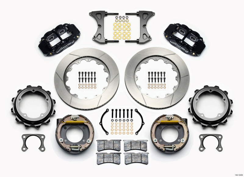 Wilwood Narrow Superlite 4R Rear P-Brk Kit 14.00in Strange Eng Floater 3.49in Offset - Mammoth Racing -