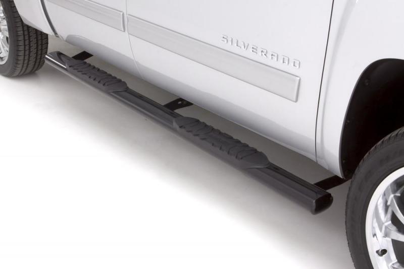 Lund 01-13 Chevy Silverado 1500 Crew Cab 5in. Oval Straight Steel Nerf Bars - Black - My Store