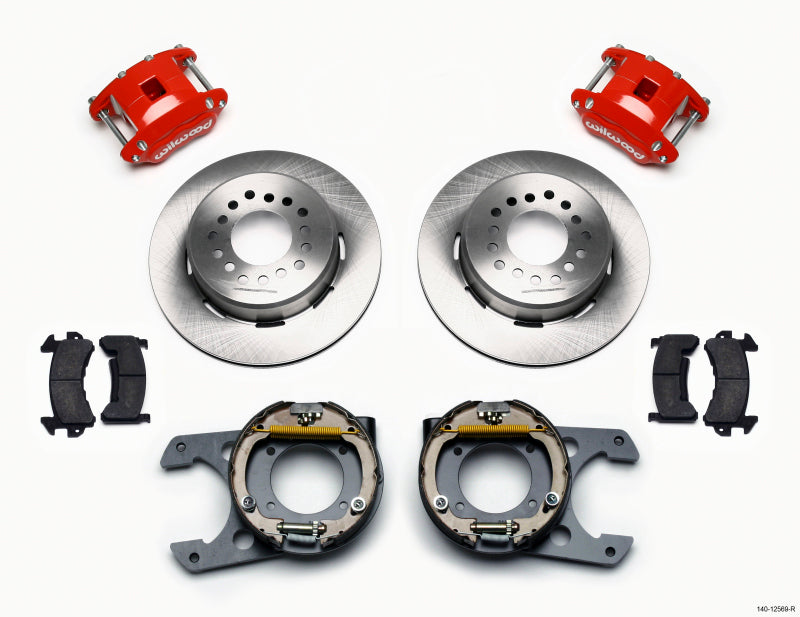 Wilwood D154 P/S Park Brake Kit Red Chevy C-10 2.42 Offset 5-lug - Mammoth Racing -