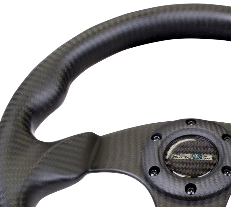 NRG Carbon Fiber Steering Wheel (320mm) Flat Bottom Matte Black Carbon - My Store
