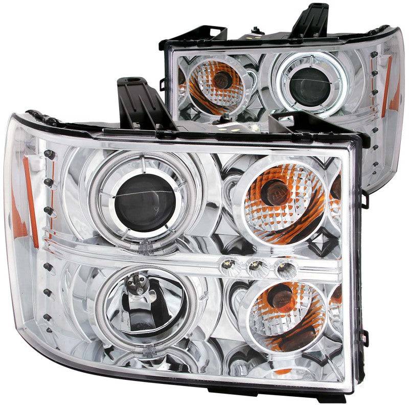 ANZO 2007-2013 Gmc Sierra 1500 Projector Headlights w/ Halo Chrome - Mammoth Racing -