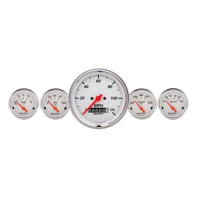 Autometer Arctic White 3-3/8in Electric Speedometer with Wheel Odometer/ 2-1/16in Oil Pressure - My Store