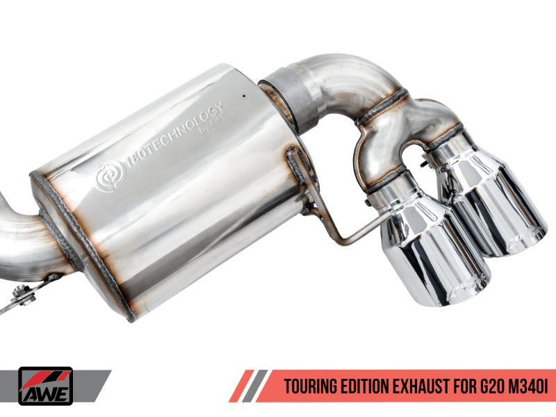 AWE Tuning 2019+ BMW M340i (G20) Non-Resonated Touring Edition Exhaust - Quad Chrome Silver Tips - My Store