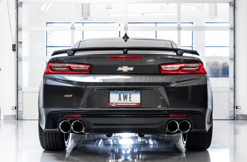 AWE Tuning 16-19 Chevrolet Camaro SS Axle-back Exhaust - Track Edition (Quad Chrome Silver Tips) - My Store