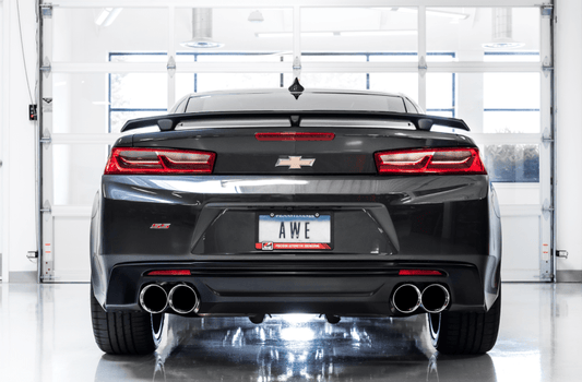 AWE Tuning 16-19 Chevrolet Camaro SS Axle-back Exhaust - Track Edition (Quad Chrome Silver Tips)