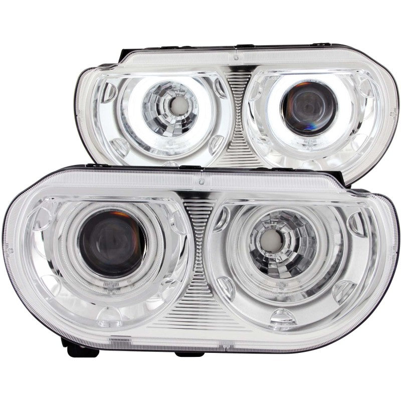 ANZO 2008-2014 Dodge Challenger Projector Headlights w/ Halo Chrome (CCFL) - Mammoth Racing -