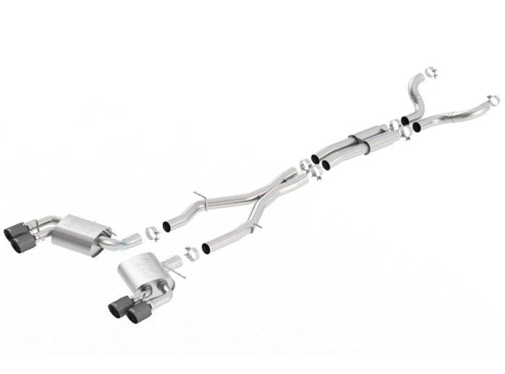 Borla 16-17 Chevy Camaro 6.2L 4in Dual CF Tips w/Black Core Dual Split Exit ATAK Catback Exhaust - Mammoth Racing -