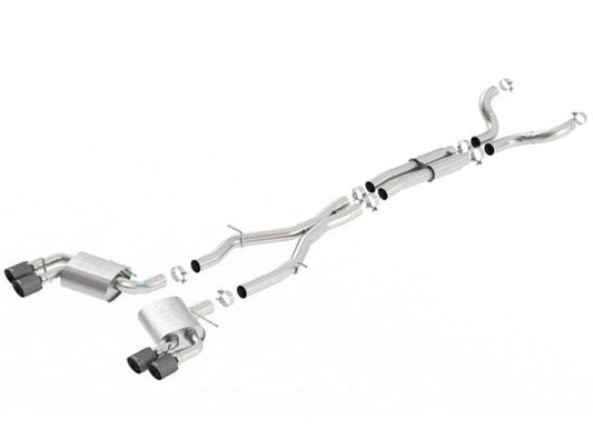 Borla 16-17 Chevy Camaro 6.2L 4in Dual CF Tips w/Black Core Dual Split Exit ATAK Catback Exhaust - Mammoth Racing -
