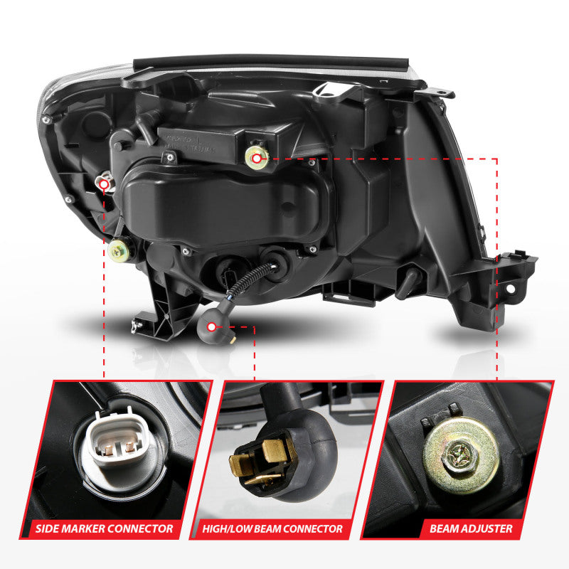 ANZO 05-11 Toyota Tacoma Projector Headlights w/Light Bar Switchback Chrome Housing - Mammoth Racing -