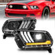 ANZO 13-14 Ford Mustang (w/ Factory HID/Xenon HL only) Projector Headlights w/Light Bar Black - Mammoth Racing -