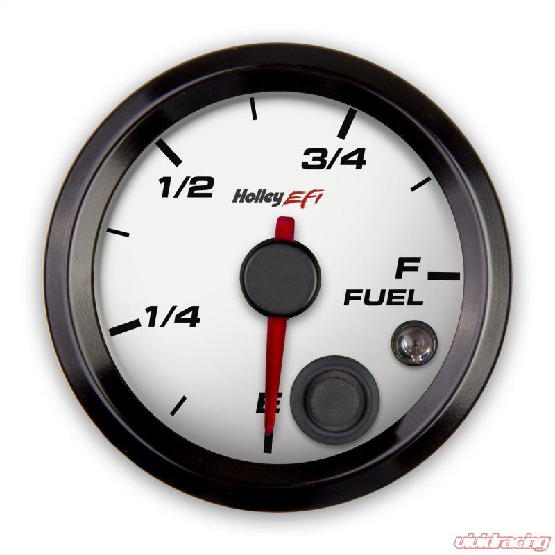 Holley EFI 553-133w Holley EFI Fuel Level Gauge Standard 2 1/16 in. Programmable White Face Black Bezel Holley EFI Fuel Level Gauge - My Store