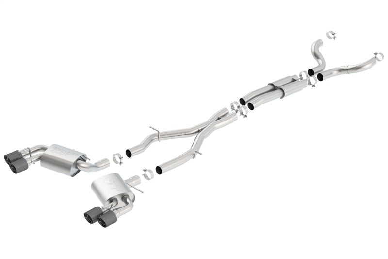 Borla 16-17 Chevy Camaro 6.2L 4in Dual Carbon Fiber Tips Dual Split Exit S-Type Catback Exhaust - My Store