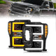 ANZO 17-19 Ford F-250/350/450 SD (w/o Factory LED) LED Proj Headlights w/Light Bar Switchback Blk - Mammoth Racing -