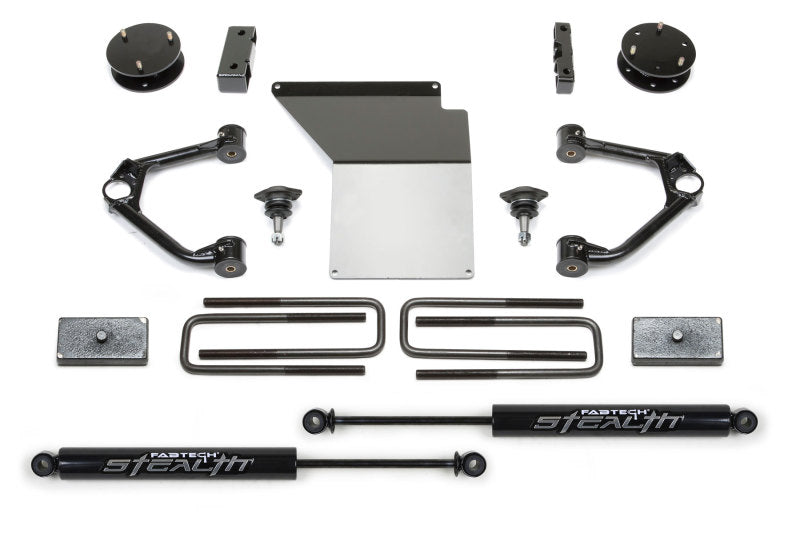 Fabtech 14-18 GM K1500 w/OE Alum. UCA 4in Budget UCA System w/Rear Stealth Shocks - Mammoth Racing -