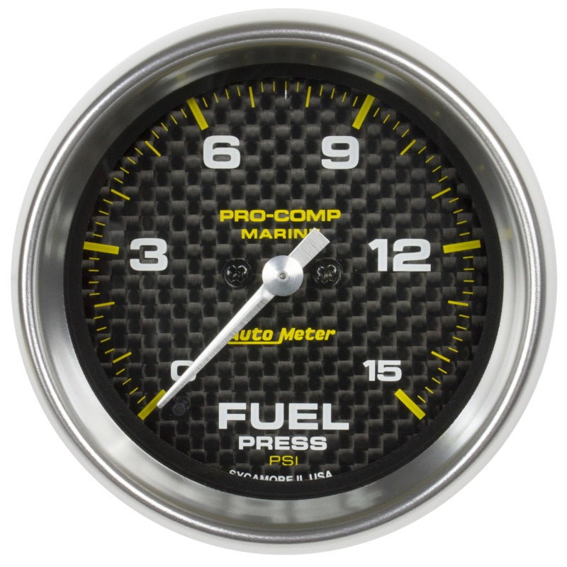 Autometer Marine Carbon Fiber 2-1/16in 15 PSI Digital Stepper Motor Fuel Pressure Gauge - My Store