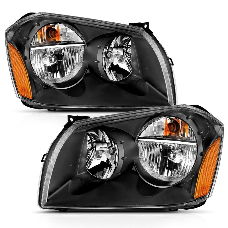 ANZO 2005-2007 Dodge Magnum Crystal Headlight Black Amber - Mammoth Racing -
