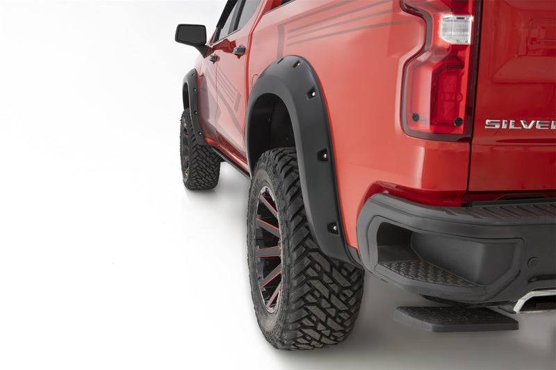 Bushwacker 19-21 Chevrolet Silverado 1500 Pocket Style Flares 4pc - Black - Mammoth Racing -