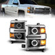 ANZO 14-15 Chevrolet Silverado 1500 Projector Headlights w/ Halo Black Housing w/ Chrome Trim - Mammoth Racing -