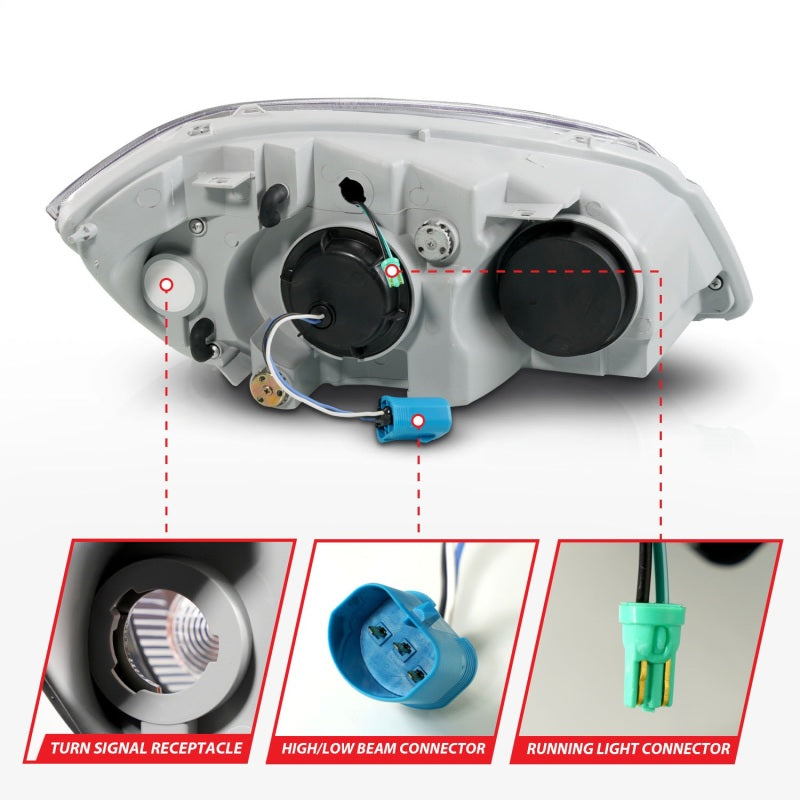ANZO 05-10 Chevrolet Cobalt / 07-10 Pontiac G5 LED Projector Headlights Black Housing - Mammoth Racing -