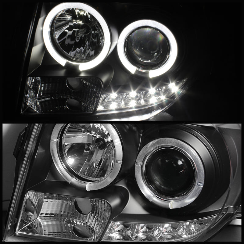 Spyder Ford Escape 08-12 Projector Headlights Halogen Model Only - DRL Black PRO-YD-FES08-DRL-BK - Mammoth Racing -