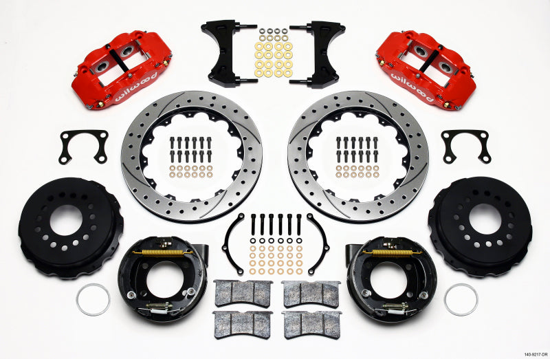 Wilwood Narrow Superlite 4R Rear P-Brk Kit 12.88in Drilled Red Big Ford Old Style 2.36in Offset - My Store