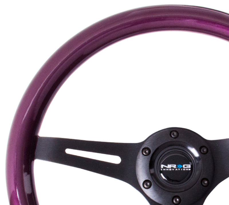 NRG Classic Wood Grain Steering Wheel (350mm) Purple Pearl/Flake Paint w/Black 3-Spoke Center - My Store