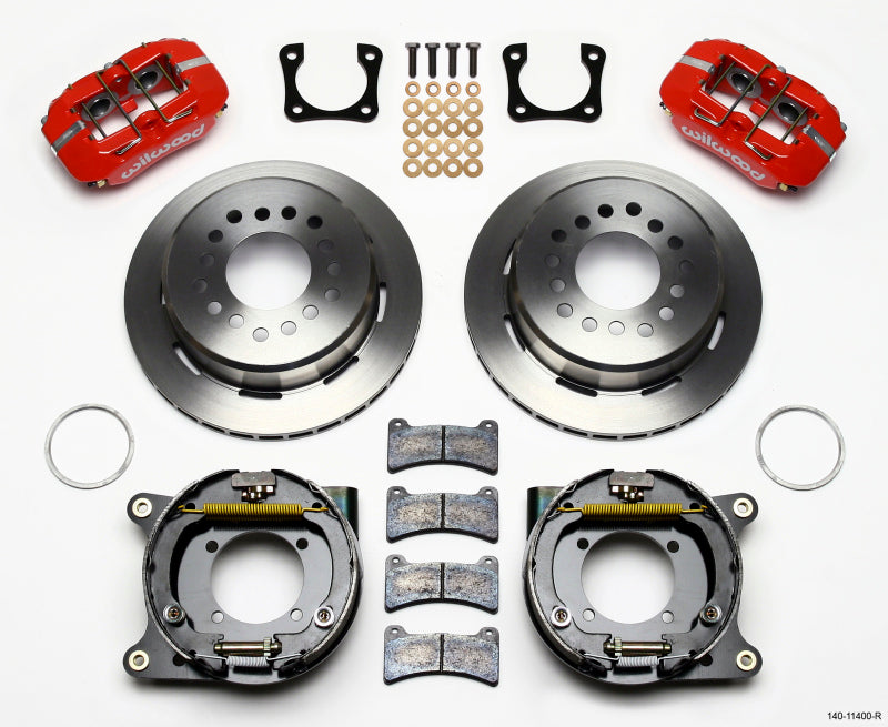Wilwood Dynapro Low-Profile 11.00in P-Brake Kit - Red Chevy 12 Bolt Spcl 2.81in Off Stag Mount - Mammoth Racing -