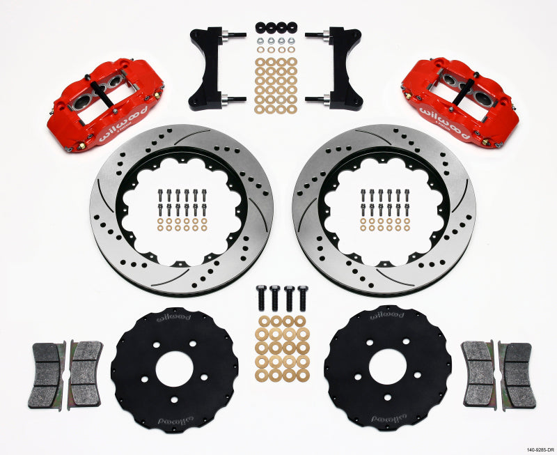 Wilwood Narrow Superlite 6R Front Hat Kit 14.00in Drilled Red Mitsubishi EVO Viii - My Store
