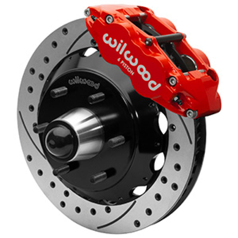 Wilwood 63-87 C10 CPP Spindle Fnsl6r Front BBK 13in Drilled/Slotted 6x5.5 BC - Red - My Store