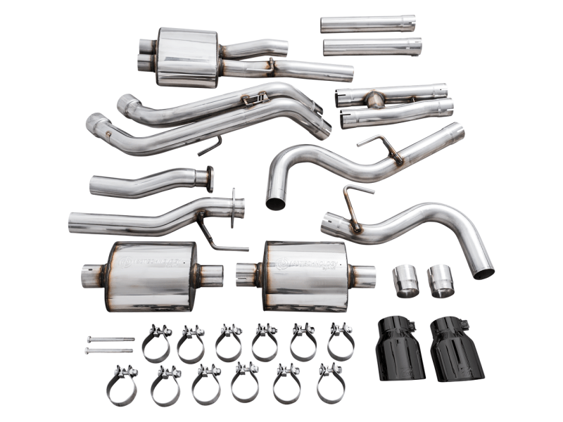 AWE 16-22 Toyota Tacoma 0FG Catback Exhaust w/ BashGuard - Dual Diamond Black Tips - My Store