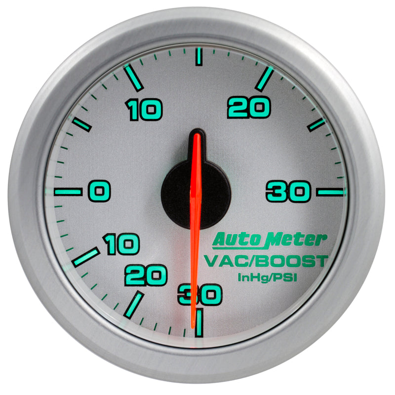 Autometer Airdrive 2-1/6in Boost/Vac Gauge 30in Hg/30 PSI - Silver - My Store