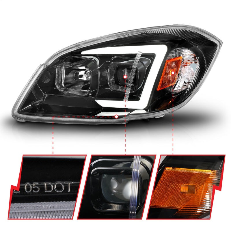 ANZO 05-10 Chevrolet Cobalt / 07-10 Pontiac G5 LED Projector Headlights w/ Seq Black Housing - Mammoth Racing -