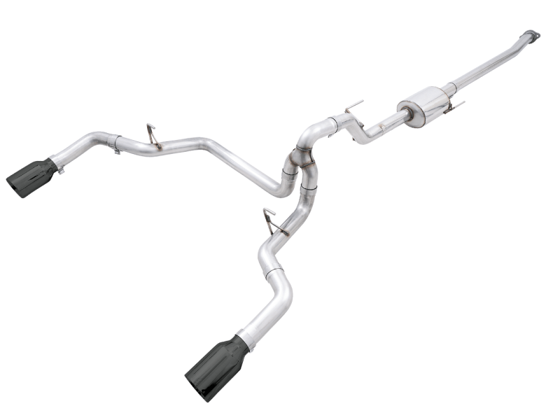 AWE 0FG 21+ Ford F150 Dual Split Rear Cat-Back Exhaust- 5in Diamond Black Tips - My Store