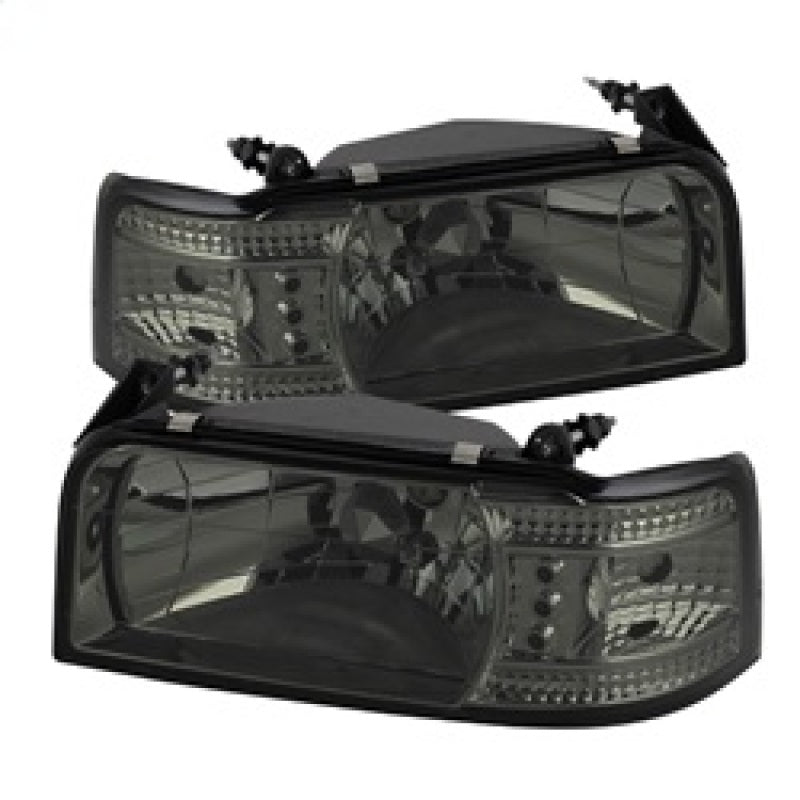 Spyder Ford F150 92-96/Ford Bronco 92-96 1PC LED ( LEDs)Crystal Headlights Smke HD-YD-FB92-1PC-SM - Mammoth Racing -