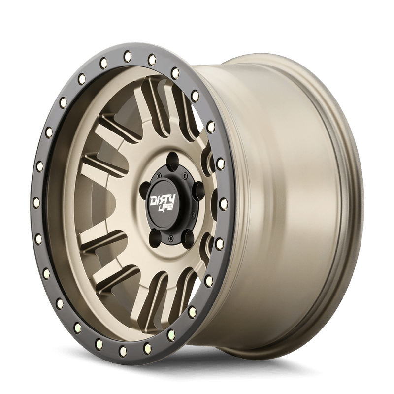 Dirty Life 9309 Canyon Pro 17x9/5x127 BP/-12mm Offset/71.5mm Hub Satin Gold Wheel - Beadlock - Mammoth Racing -