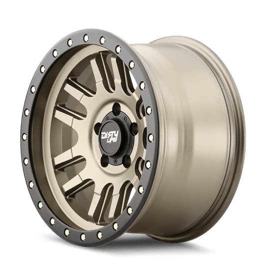 Dirty Life 9309 Canyon Pro 17x9/5x127 BP/-12mm Offset/71.5mm Hub Satin Gold Wheel - Beadlock - Mammoth Racing -
