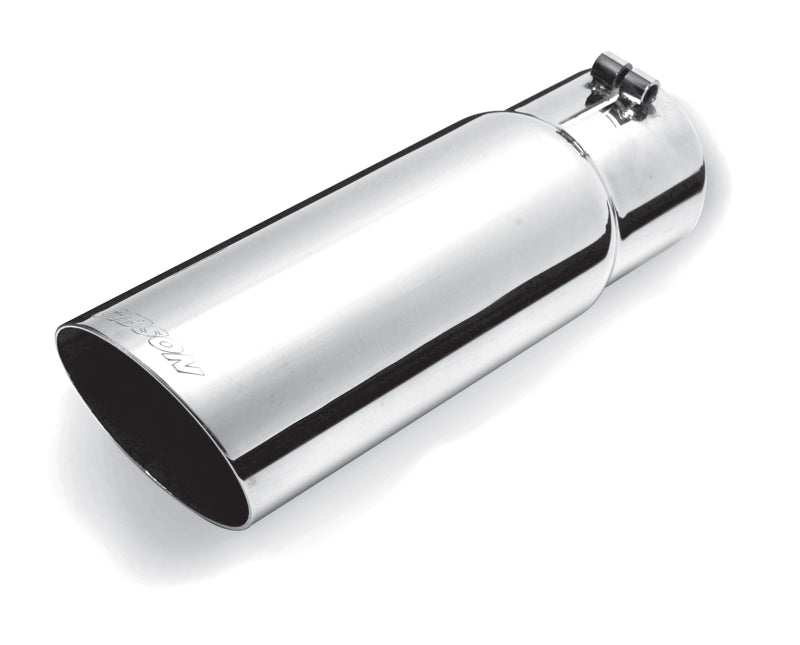 Gibson Round Single Wall Angle-Cut Tip - 4in OD/3in Inlet/12in Length - Stainless - Mammoth Racing -