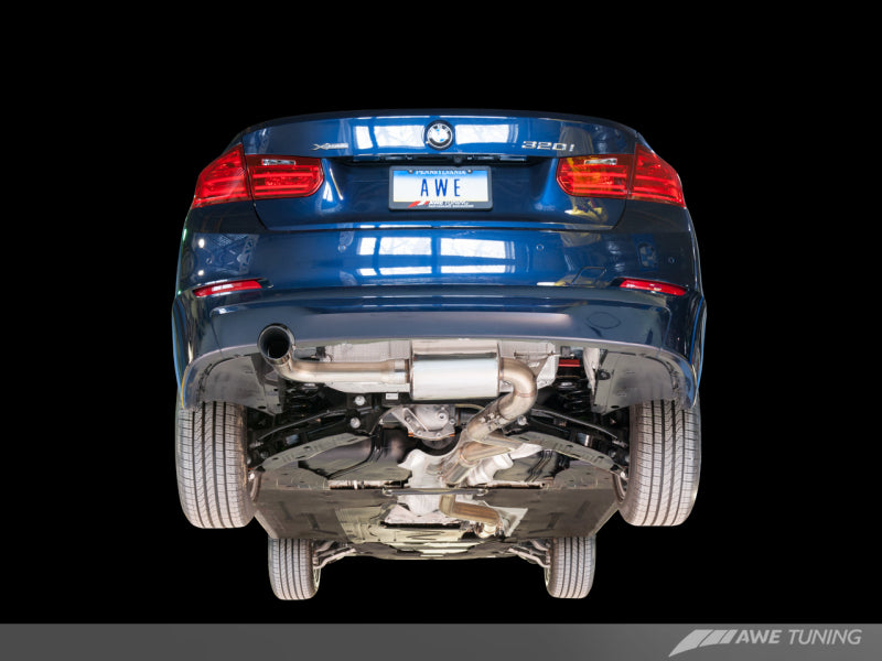 AWE Tuning BMW F30 320i Touring Exhaust w/Performance Mid Pipe - Chrome Silver Tip (90mm) - Mammoth Racing -