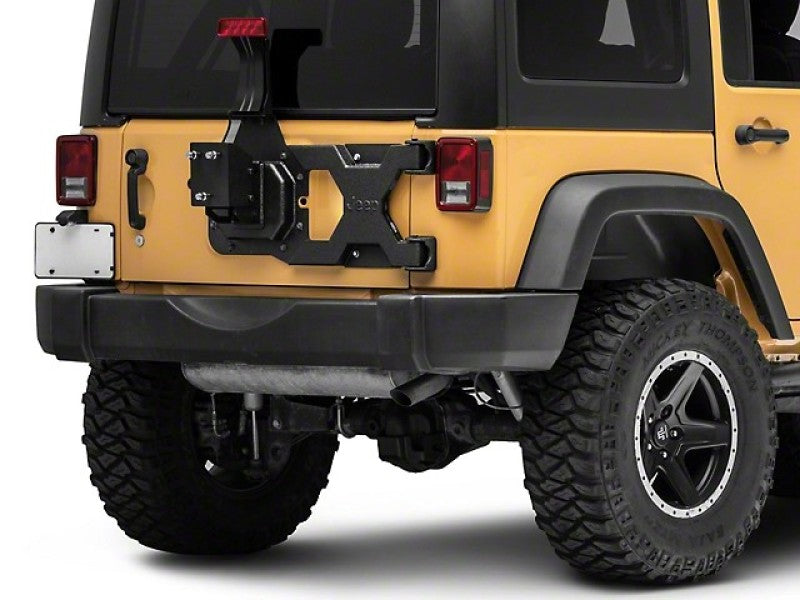 Officially Licensed Jeep 07-18 Jeep Wrangler JK HD Tire Carrier w/ Mount and Jeep Logo - Mammoth Racing -
